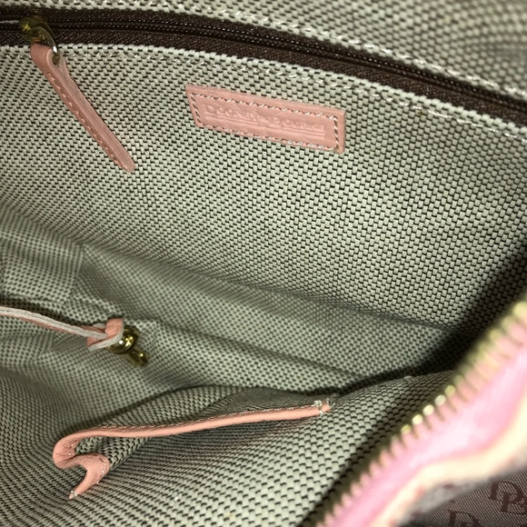 Dooney & Bourke Vintage Pink Logo Canvas and Leather Trim  Hobo Shoulder Bag EUC - Picture 5 of 5